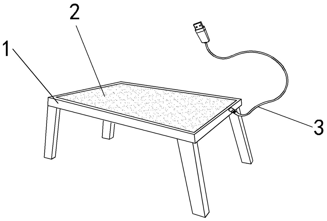 A small computer desk capable of heating