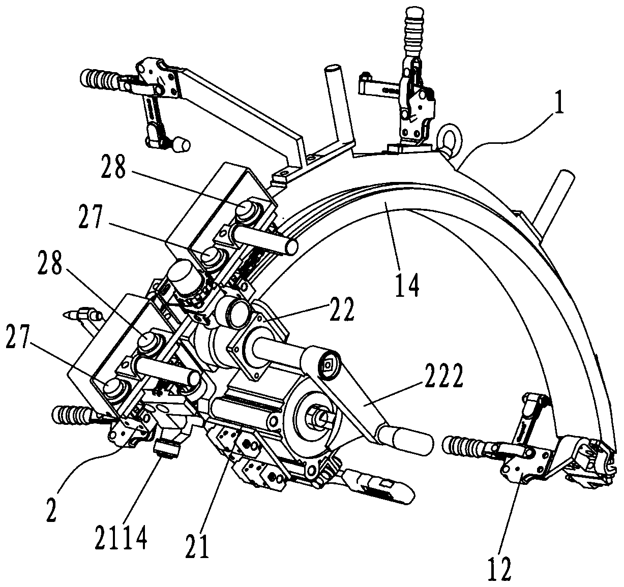 Automobile wheel cover hemming device