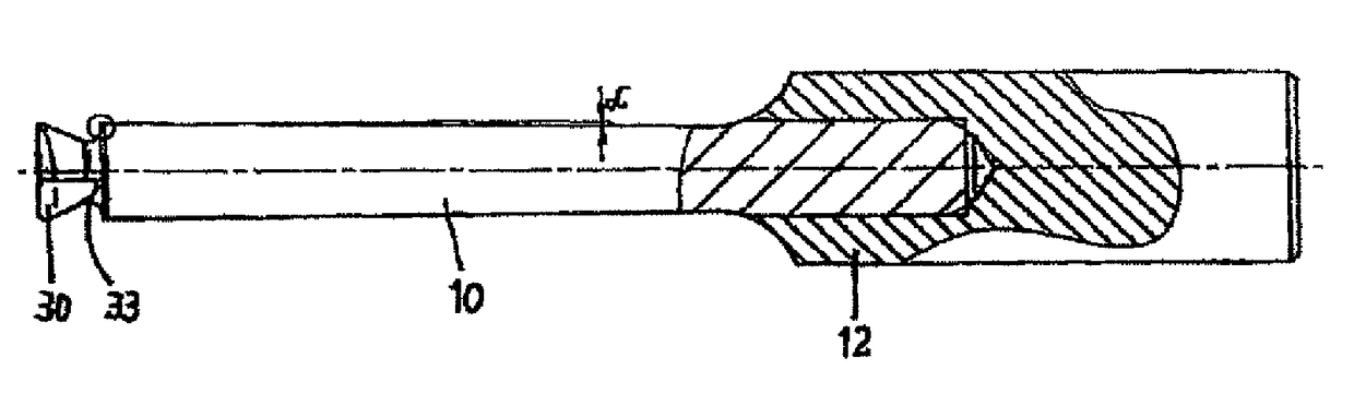 Method and tool for producing an exact-fit cylindrical bore by removal of material from an existing bore with a finishing allowance