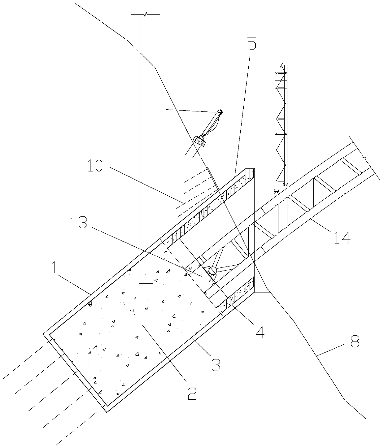 Large section inclined tunnel type arc seat structure for arch bridge and construction method thereof