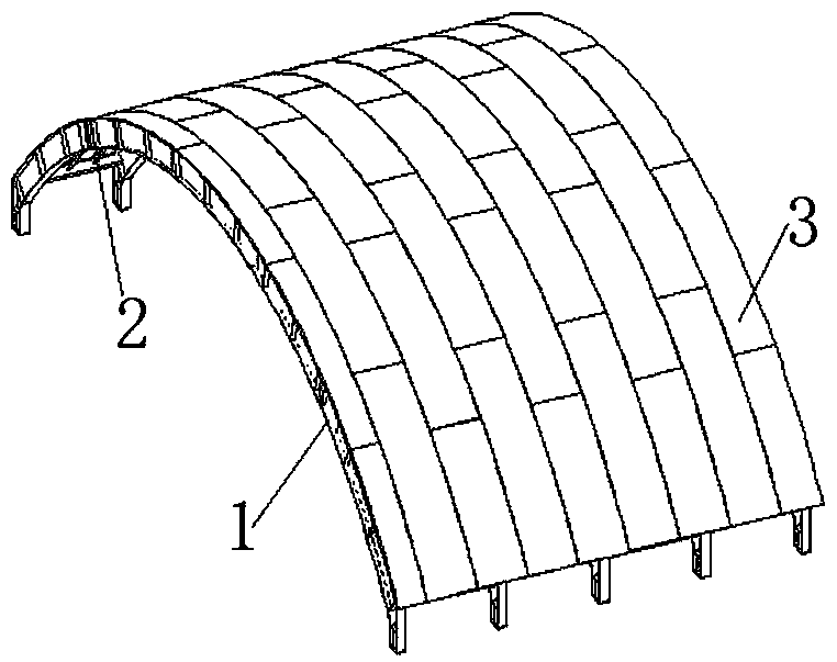 Nuclear power station steel arch roof structure and assembly construction method thereof