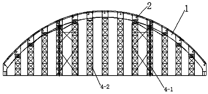 Nuclear power station steel arch roof structure and assembly construction method thereof