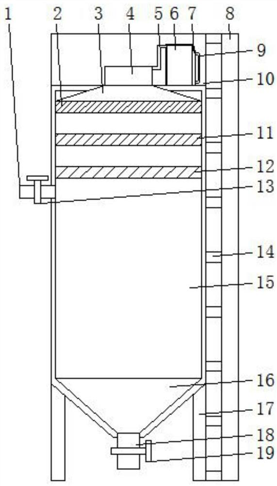 Cement bin with auxiliary dust falling function