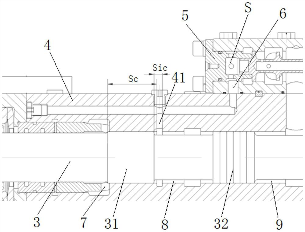 Signal oil output structure of impact cylinder of hydraulic rock drill