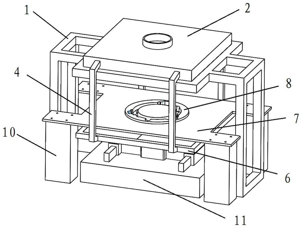 A detection device with vibration isolation nested structure