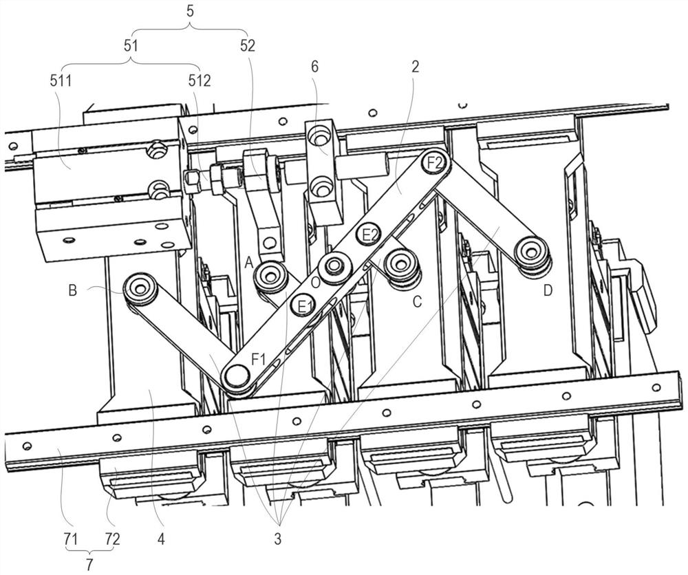 Grabbing mechanism distance adjusting device and logistics conveying line