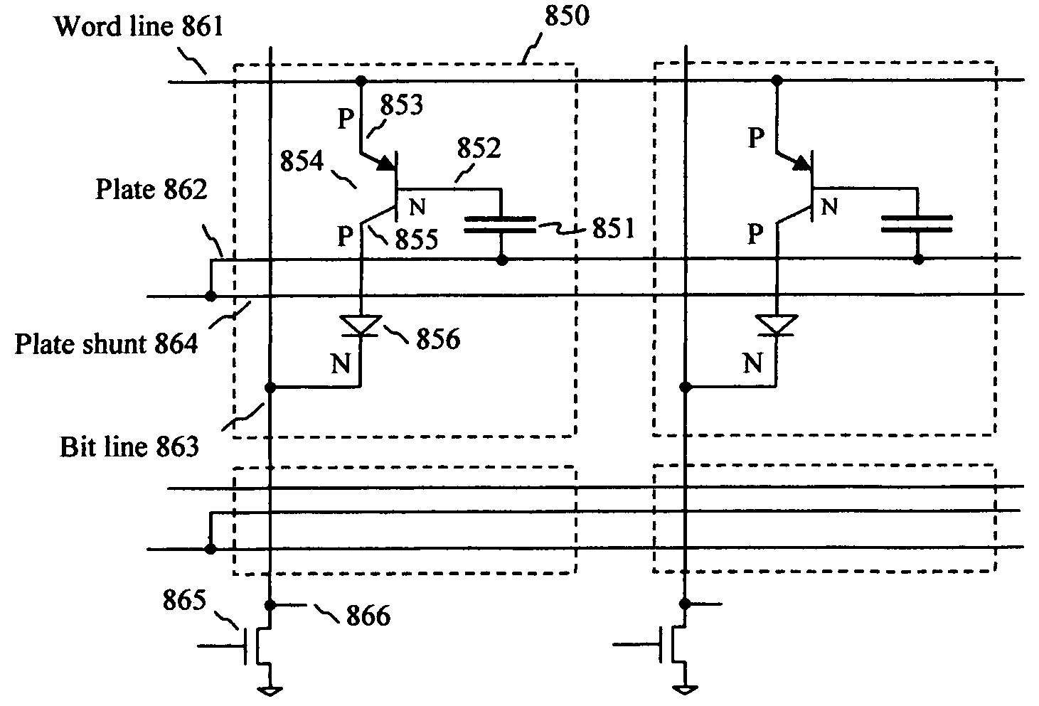 Planar capacitor memory cell and its applications