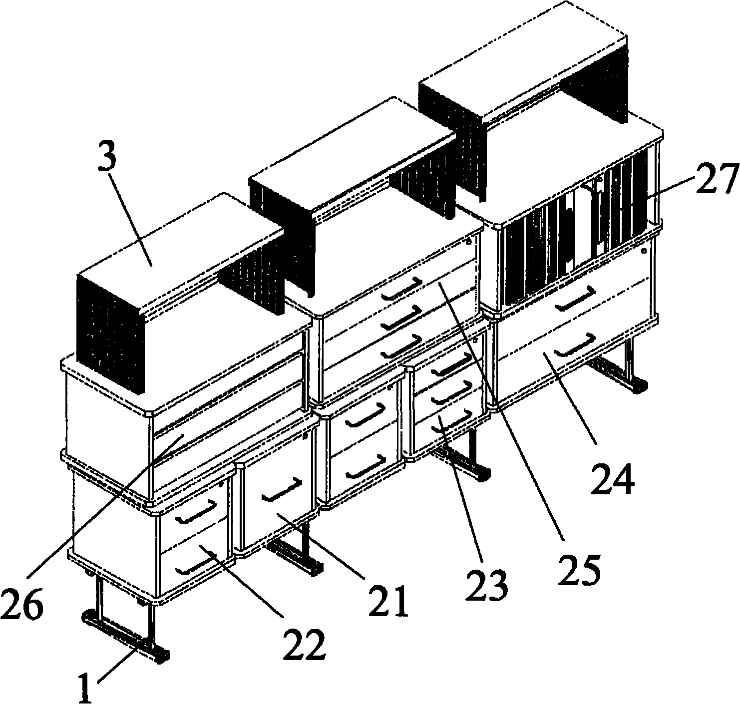 Combined file cabinet