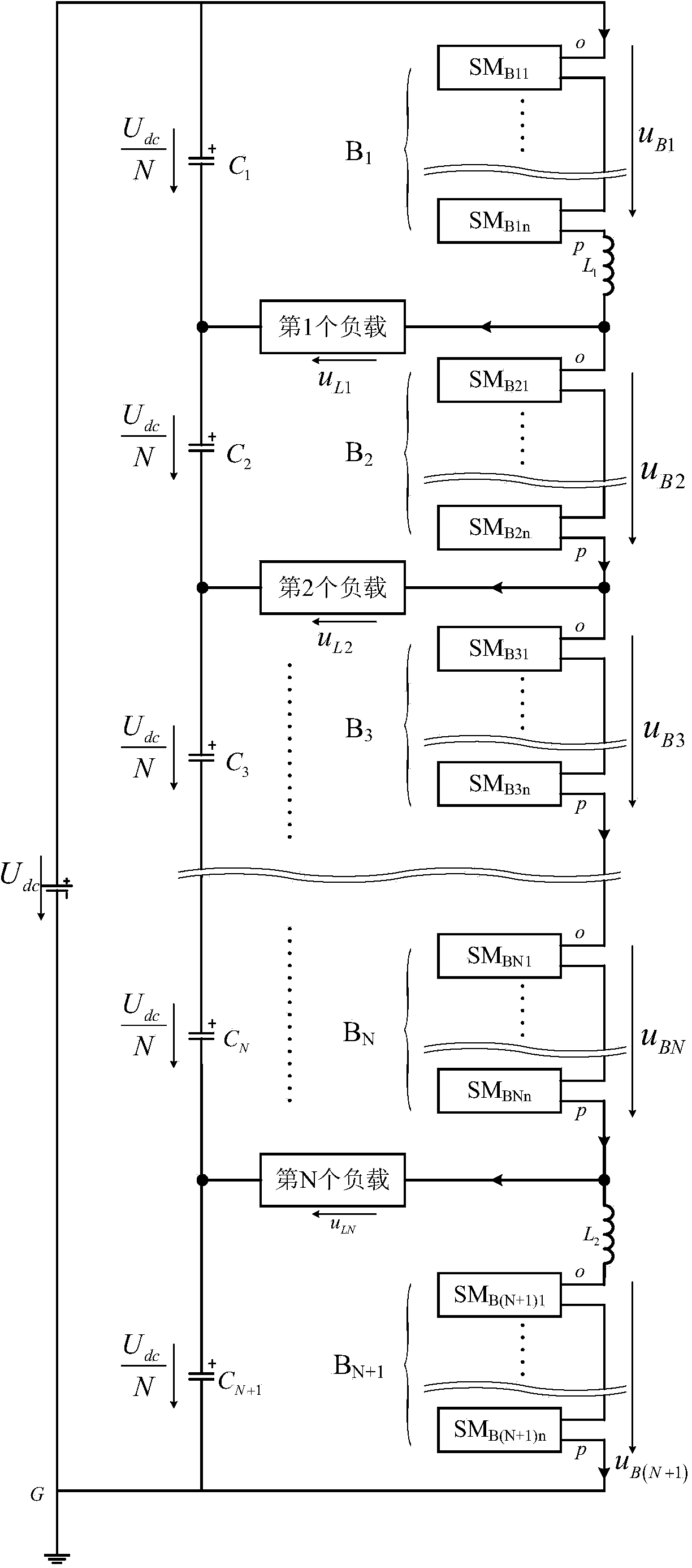 N-output single-phase N+1-switch-group MMC inverter and control method of N-output single-phase N+1-switch-group MMC inverter
