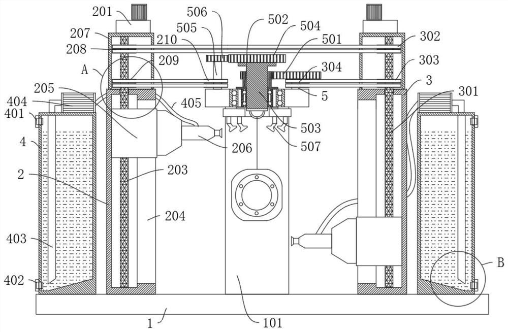 Coating device for water pump production line and coating method thereof