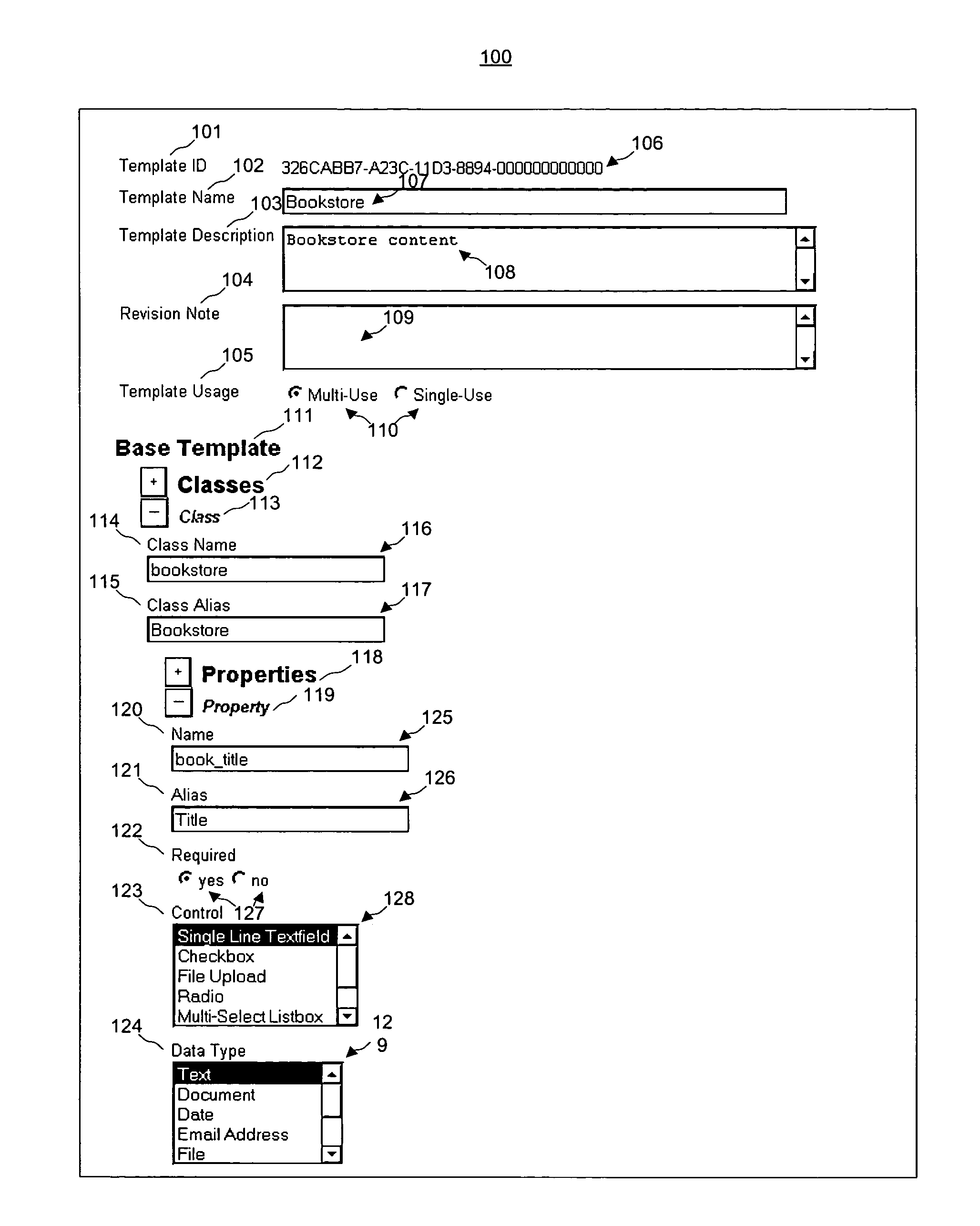 System and process for managing content organized in a tag-delimited template using metadata