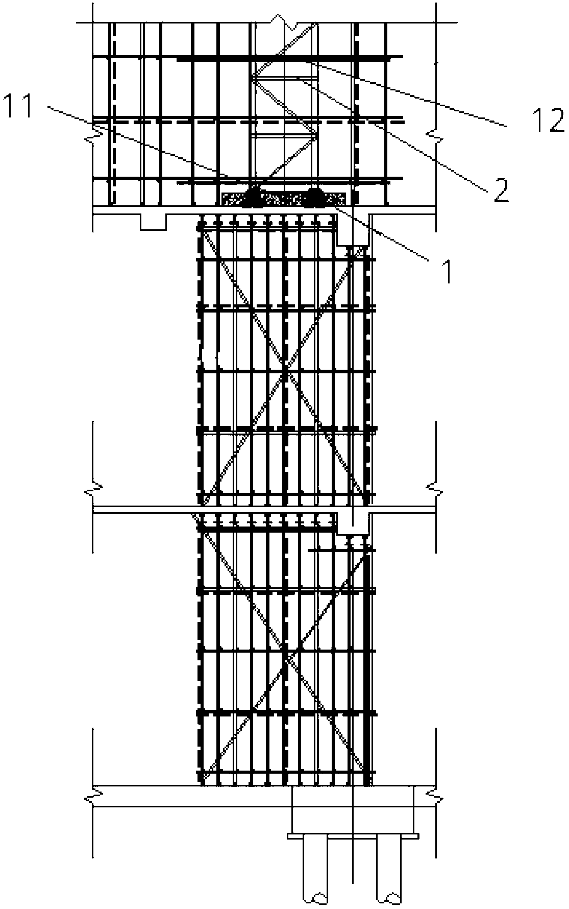 Tower crane standard knot bearing upper air supporting formwork steel platform structure and construction method