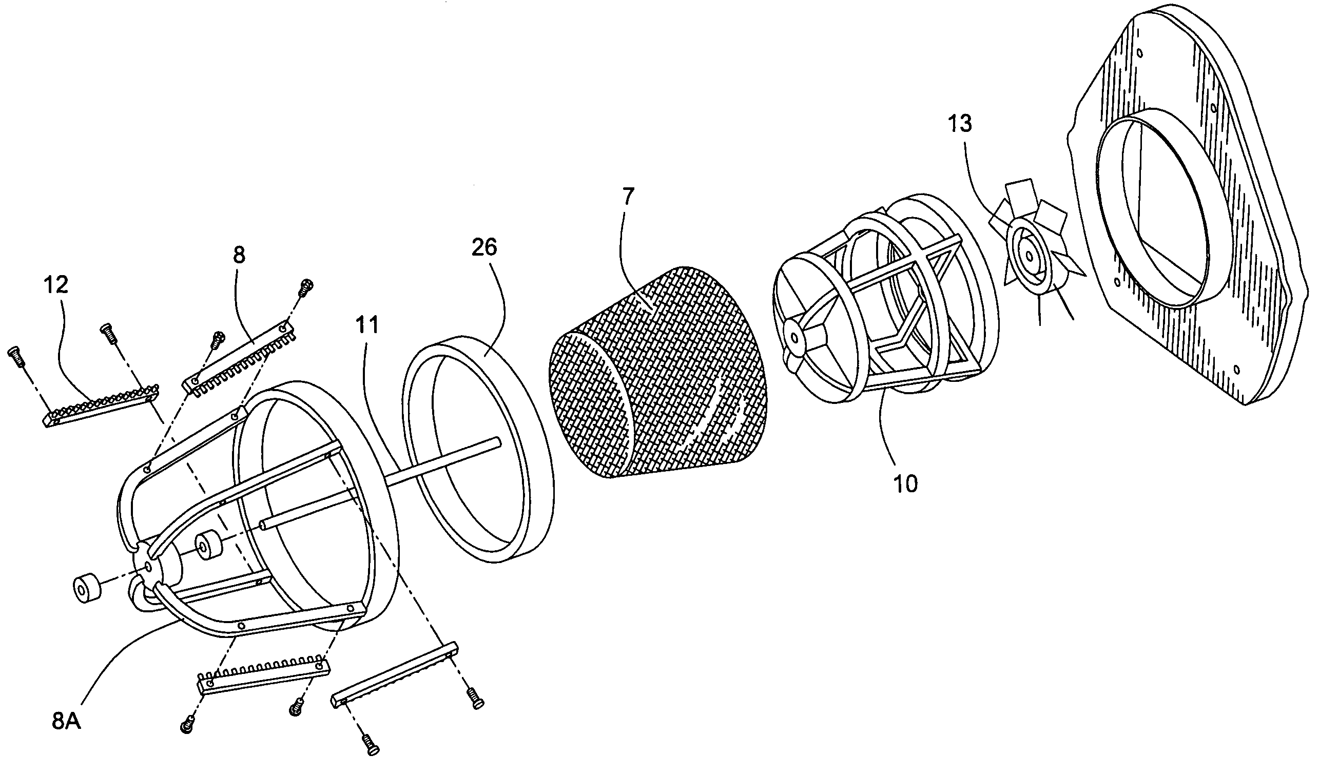 Self cleaning filter and vacuum incorporating same
