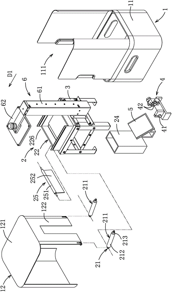 Device with scraping mechanism, and three-dimensional printer