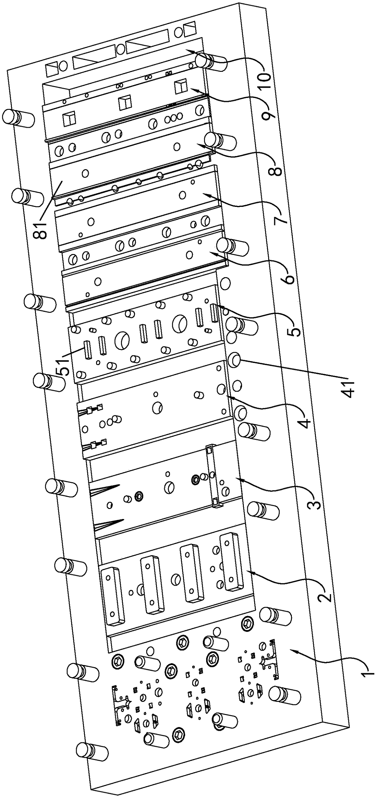 Lower die for machining drawer slide rail