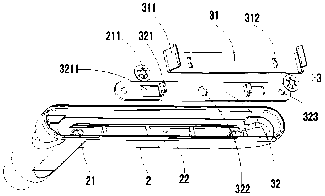 Door lock handle laminated membrane elastic piece type disassembly and replacement structure