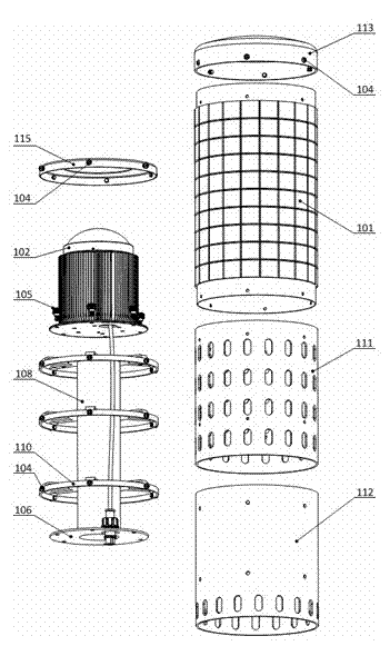 LED (light-emitting diode) lawn lamp using support composite member as mounting interface