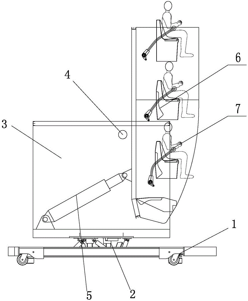 Multi-dimension flying movement-sense simulation riding device capable of travelling