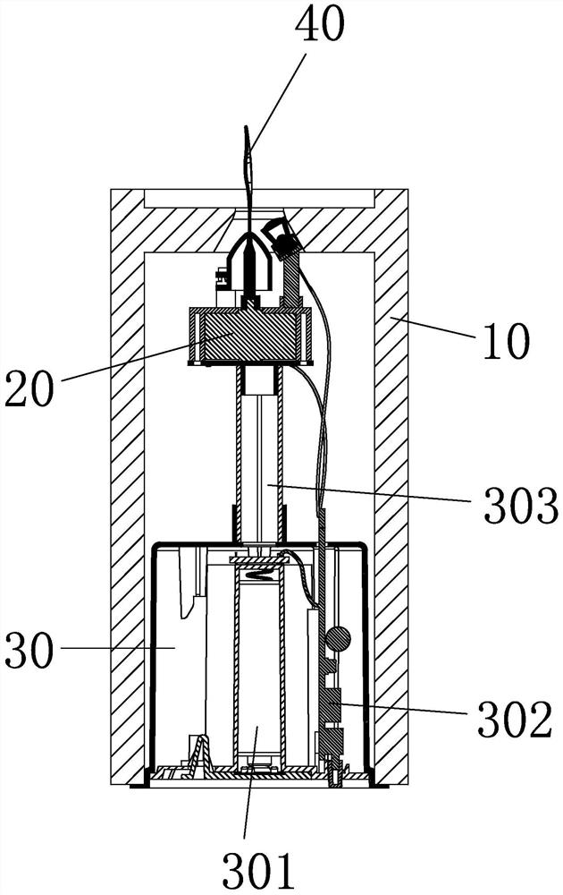 An electronic candle with a swinging flame head