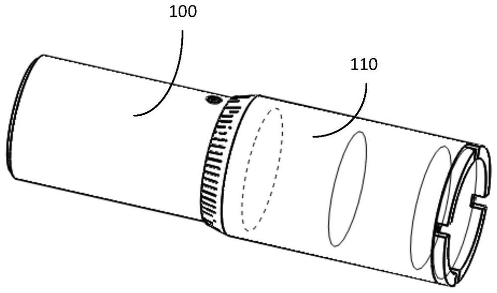 Folding optical fiber laser emitting device