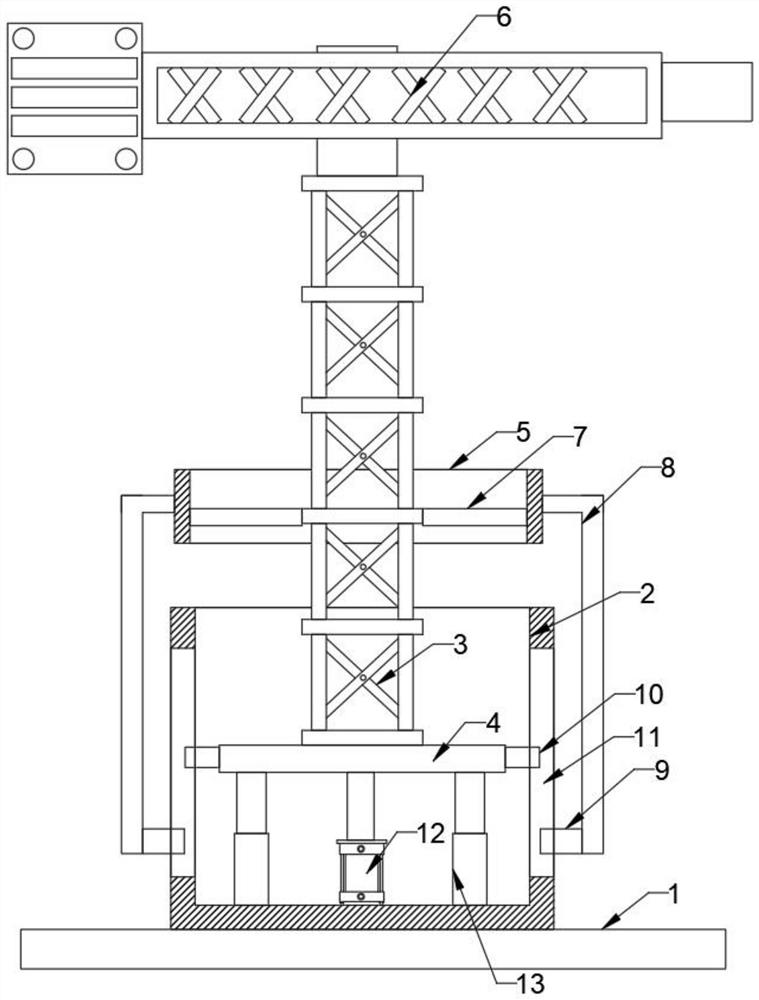 Liftable tower crane and lifting regulation and control method thereof