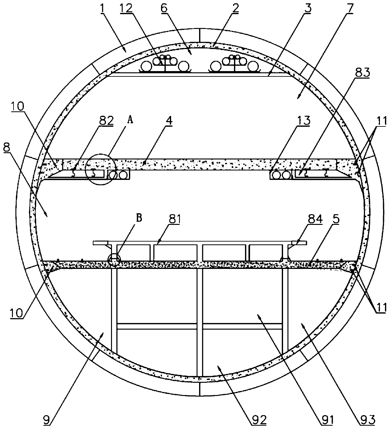 Large shield subway station structure and construction method thereof