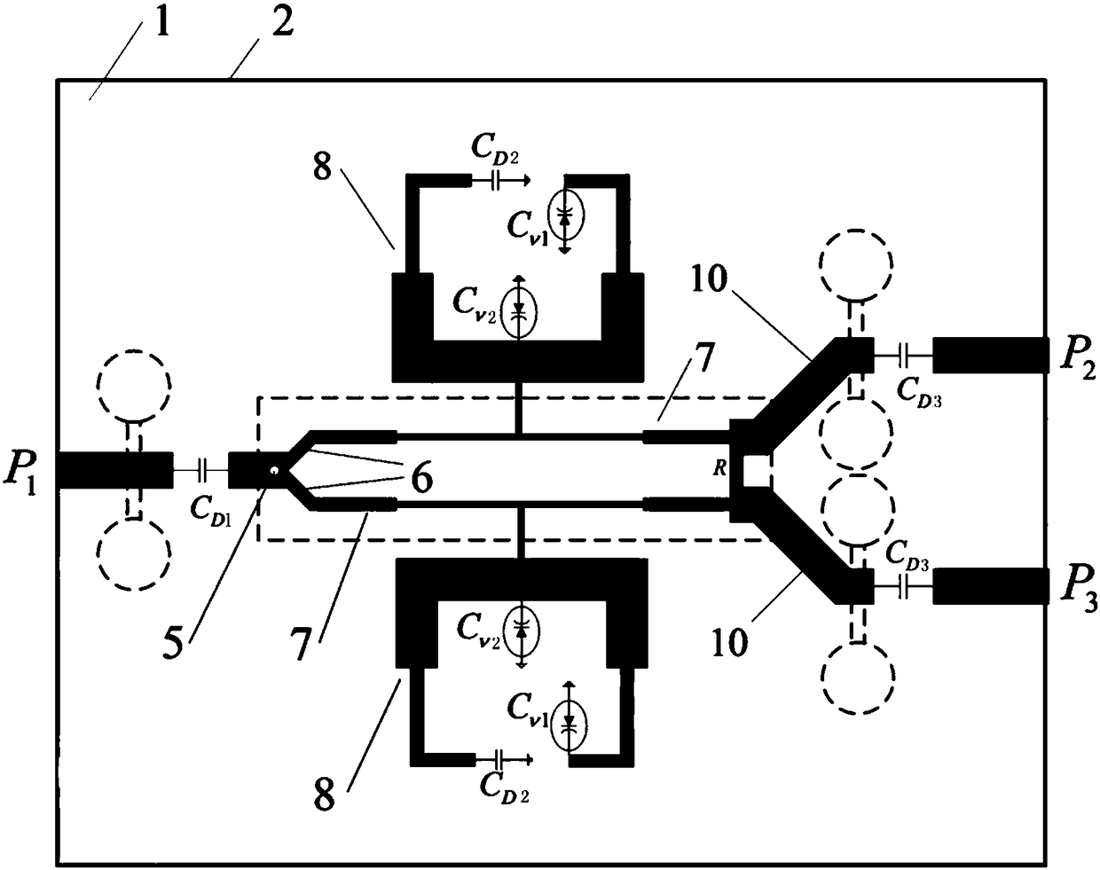 Wide-stop-band reconfigurable filter type power divider based on SIR and DGS structures