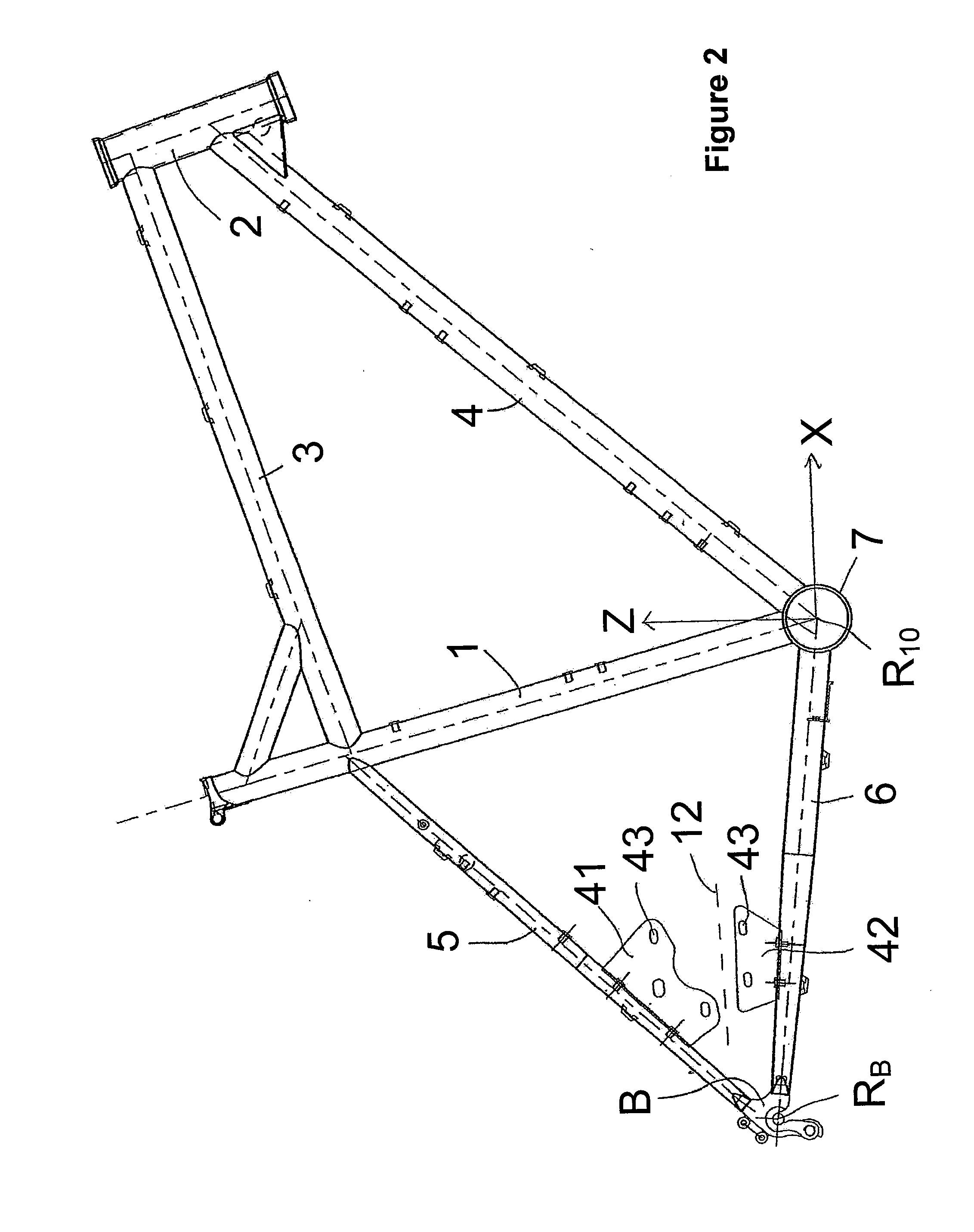 Wheeled vehicle with electric drive in the rear frame triangle and electric motor for a wheeled vehicle