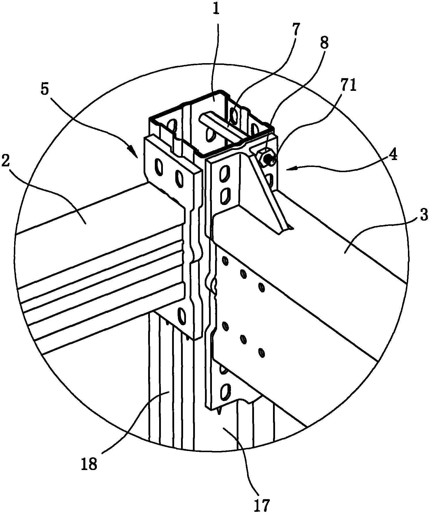 Connecting structure of nested-type composite sectional material