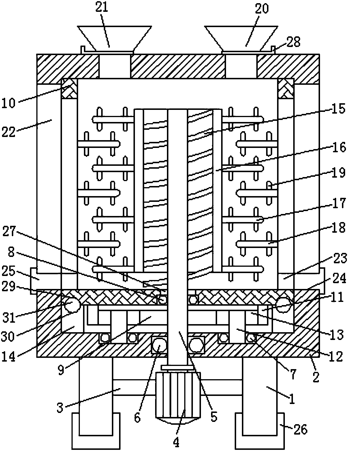 Medical mixing device capable of uniformly mixing and stirring