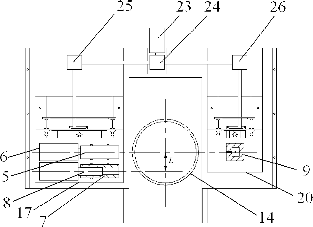 Dual-detector segmenting gamma-scanning measuring device and scanning method thereof