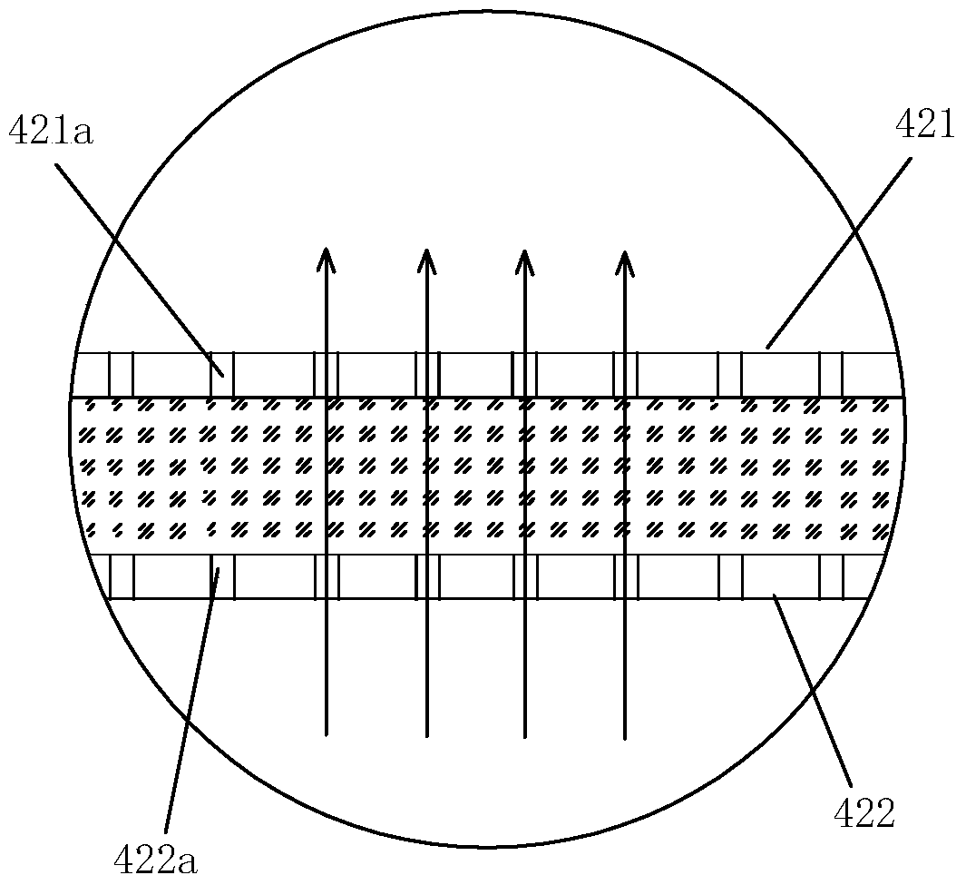A production system and method for an on-line dry-process glass wool vacuum insulation board core material