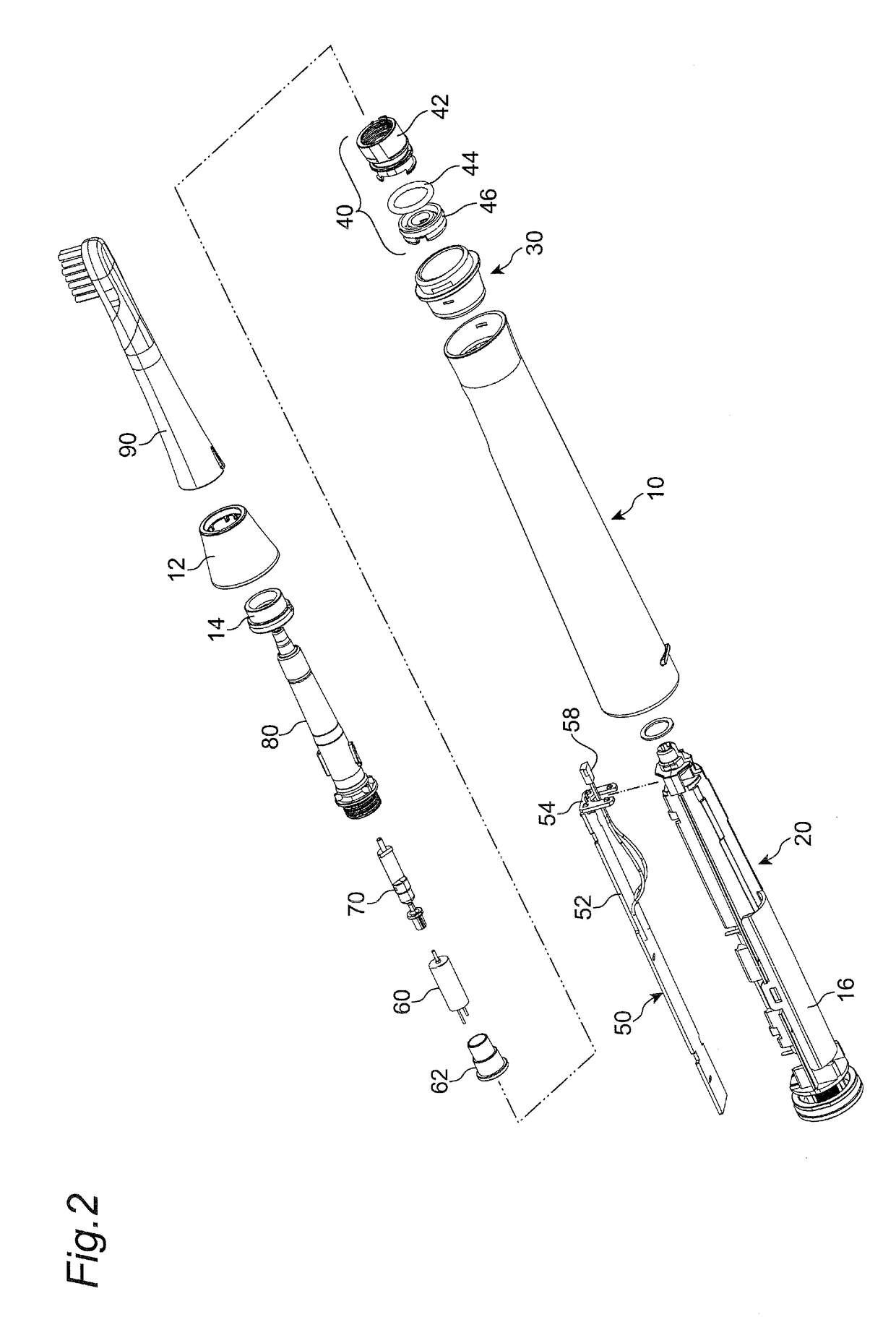 Electric Toothbrush with Rigidly Connected Grip Portion and Brush Portion