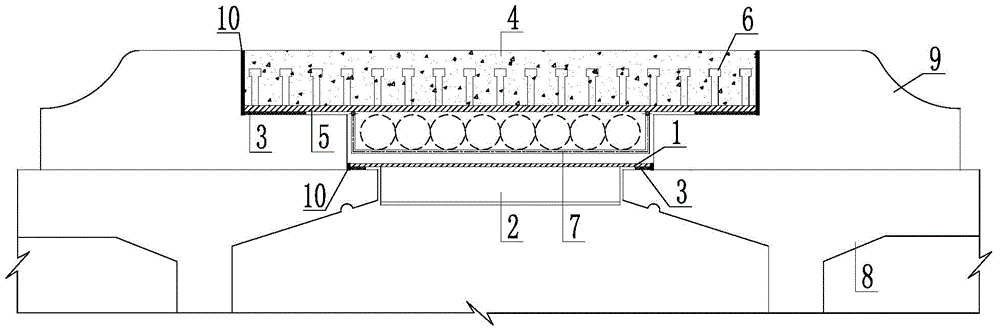 A bridge protection structure with highway crossing railway