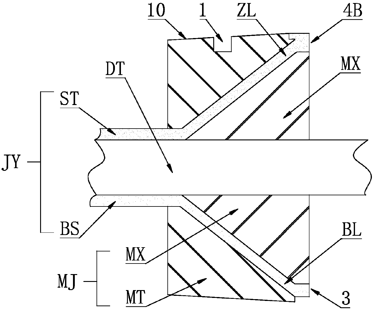 Multi-color strip double-color insulated cable core and its manufacturing mold and manufacturing method