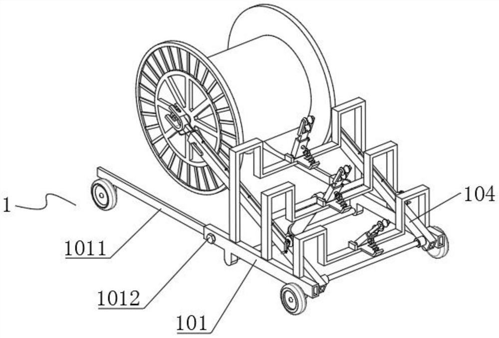 Water conservancy construction pipe burying and paying-off device convenient to construct