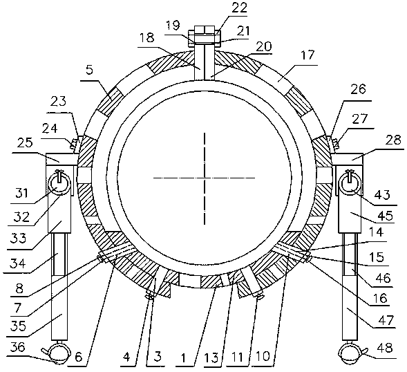 Gathering pipeline hole drilling device and using method