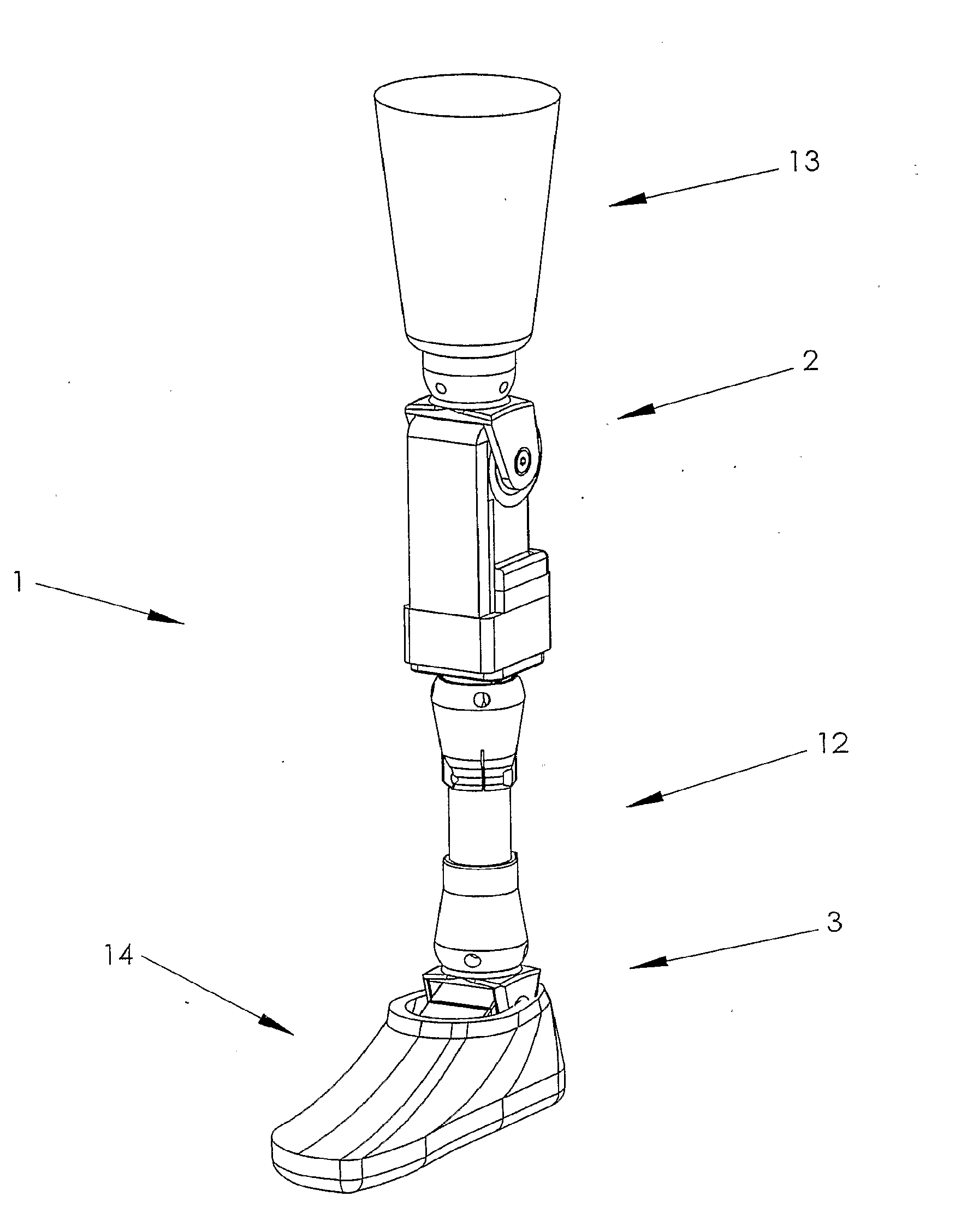 Combined active and passive leg prosthesis system and a method for performing a movement with such a system