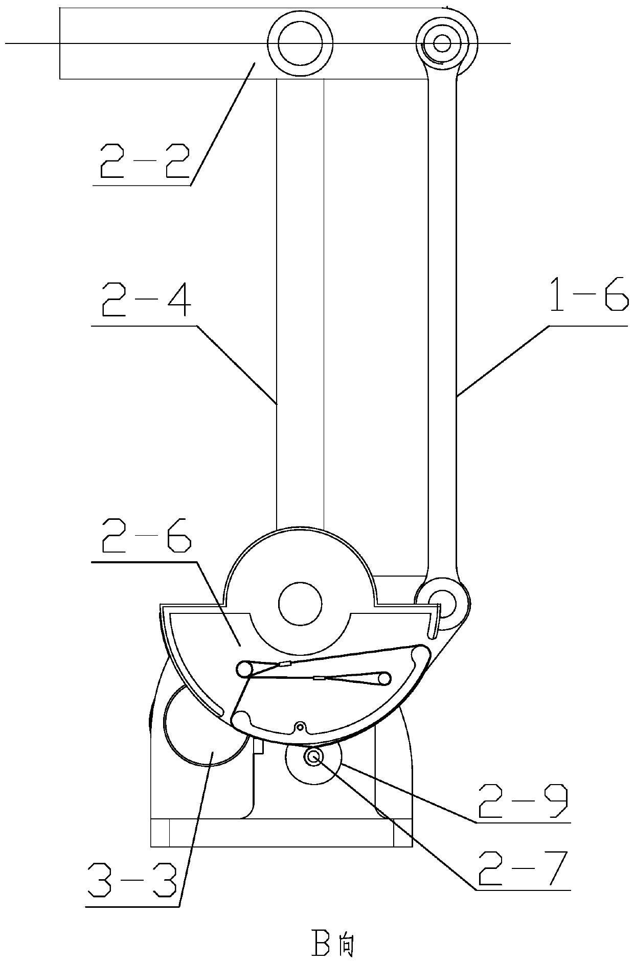 Wire transmission type four-connecting-rod mechanism