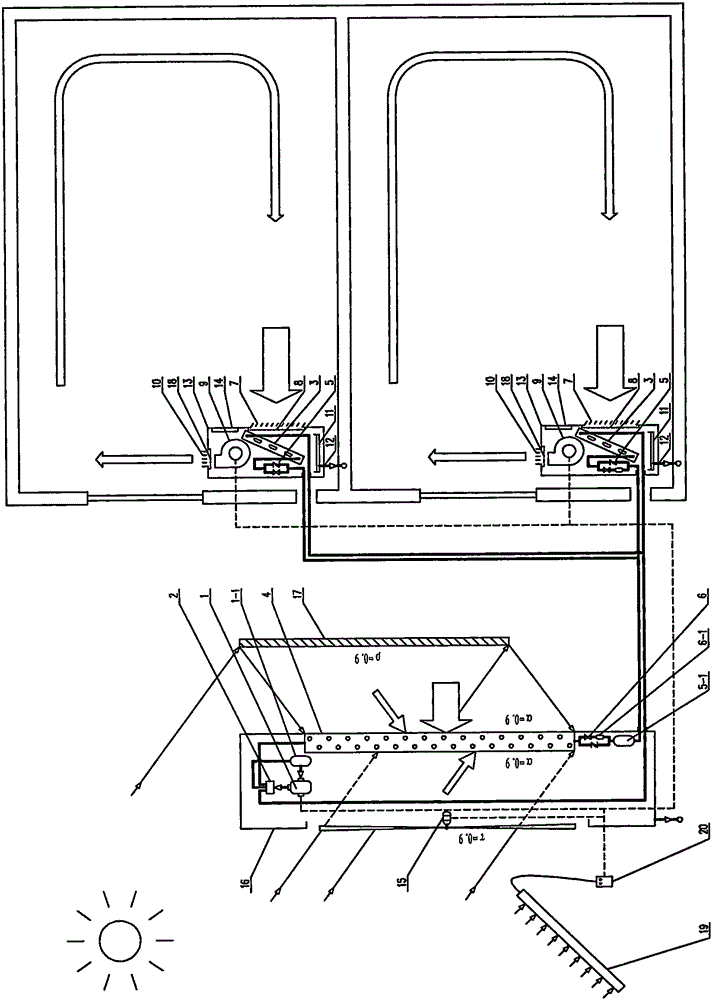 Upward air curtain multi-union type heat pump air conditioner driven through air solar composite source