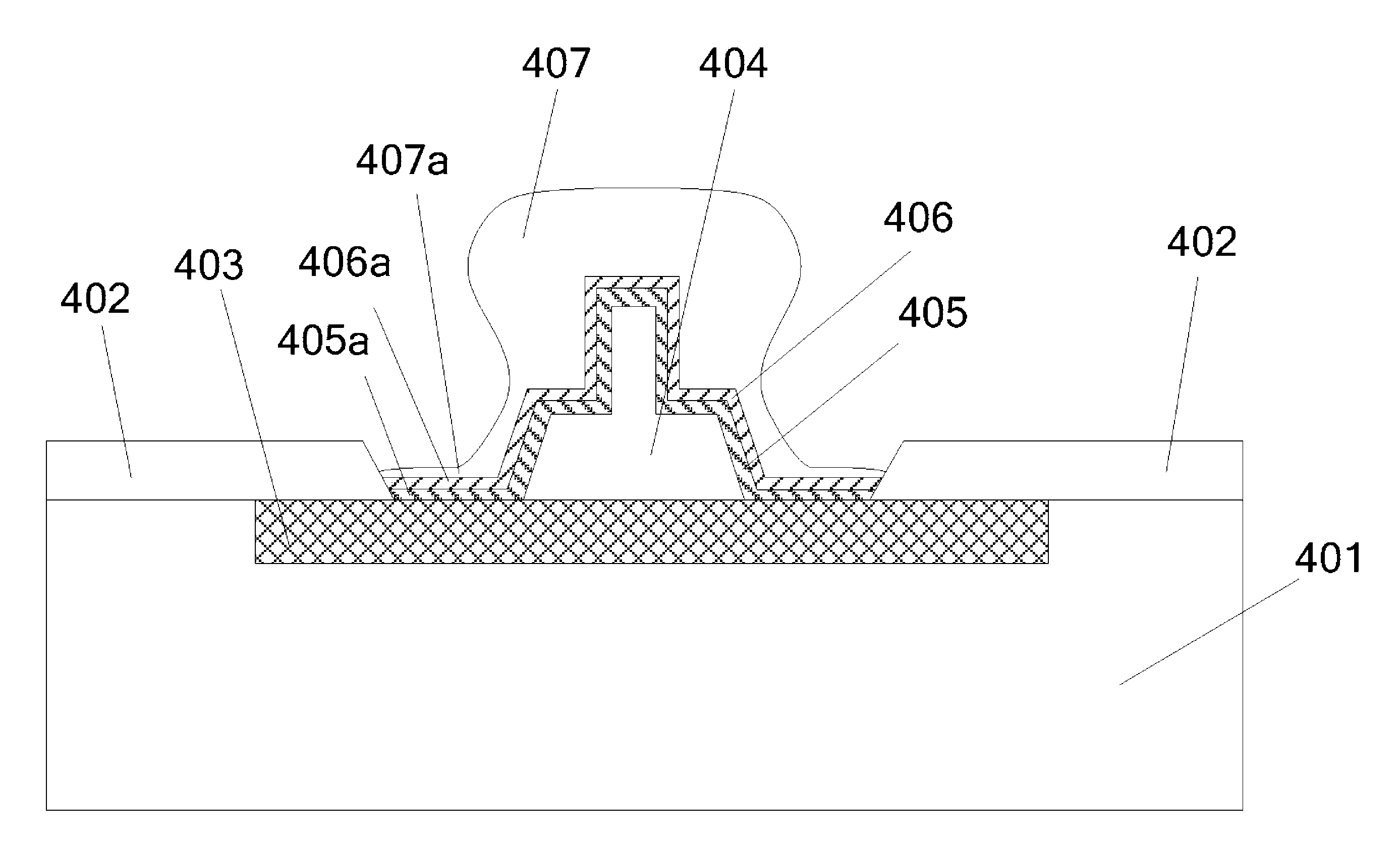 Metal contact for chip packaging structure