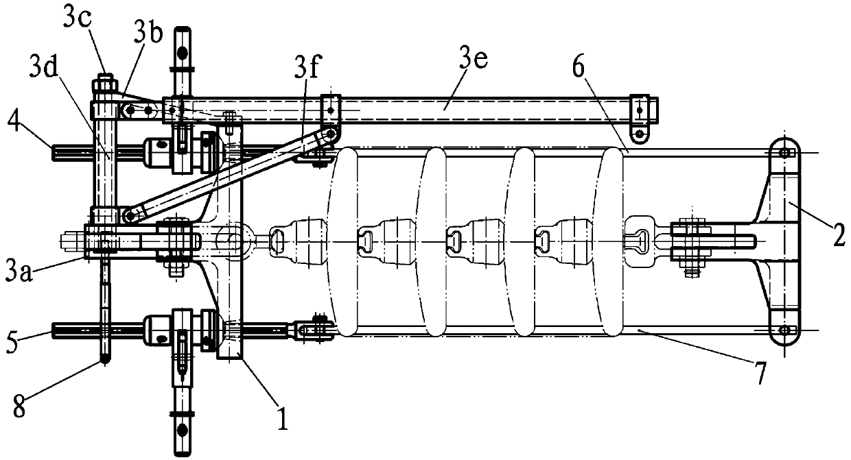 Combination tool for replacing direct-current grounding electrode line strain insulator string through horizontal rotation method and method