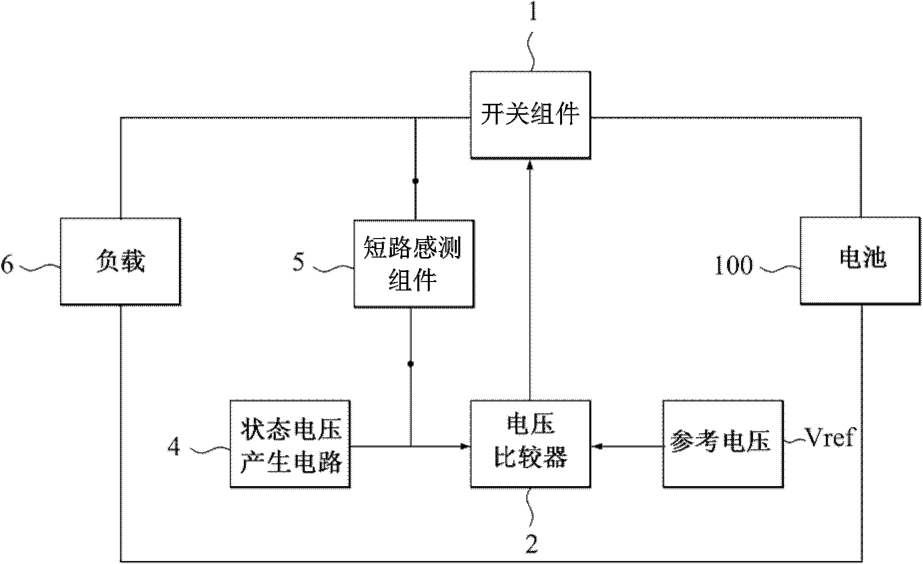 Battery output short-circuit protection circuit