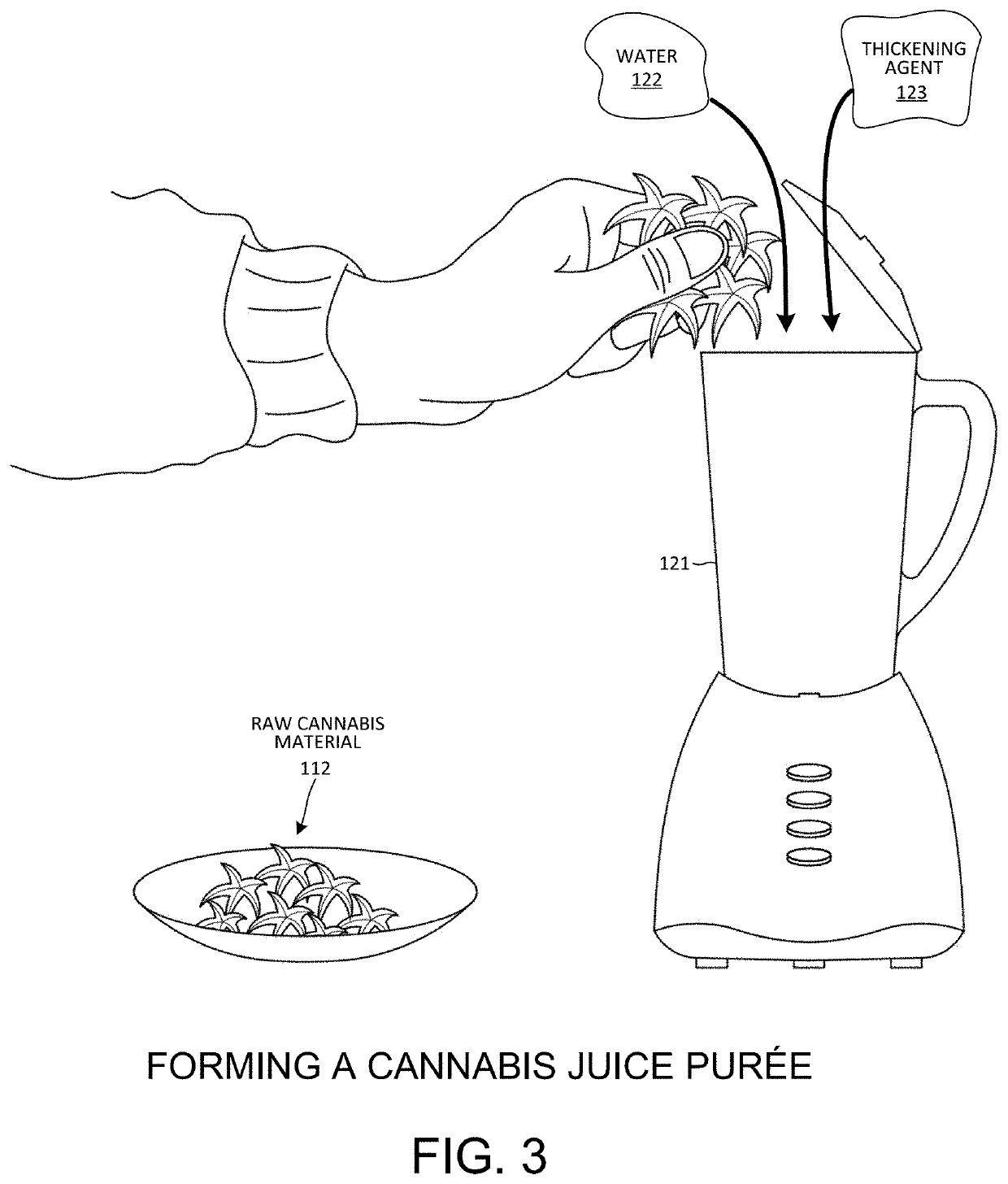 Packaged frozen cubes of cannabis juice purée with added decarboxylated cannabis material