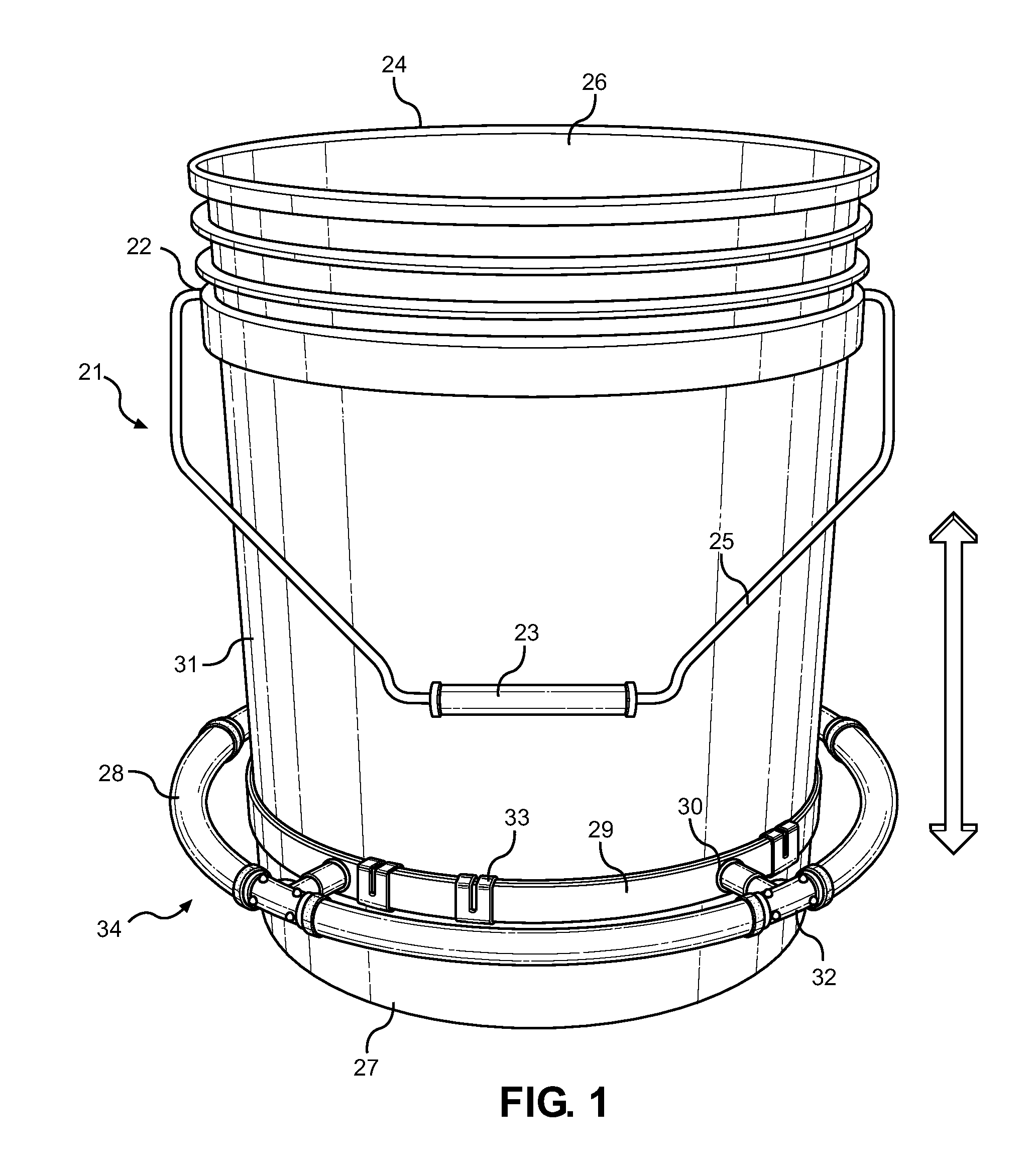 Bucket with Adjustable Lifting Assembly