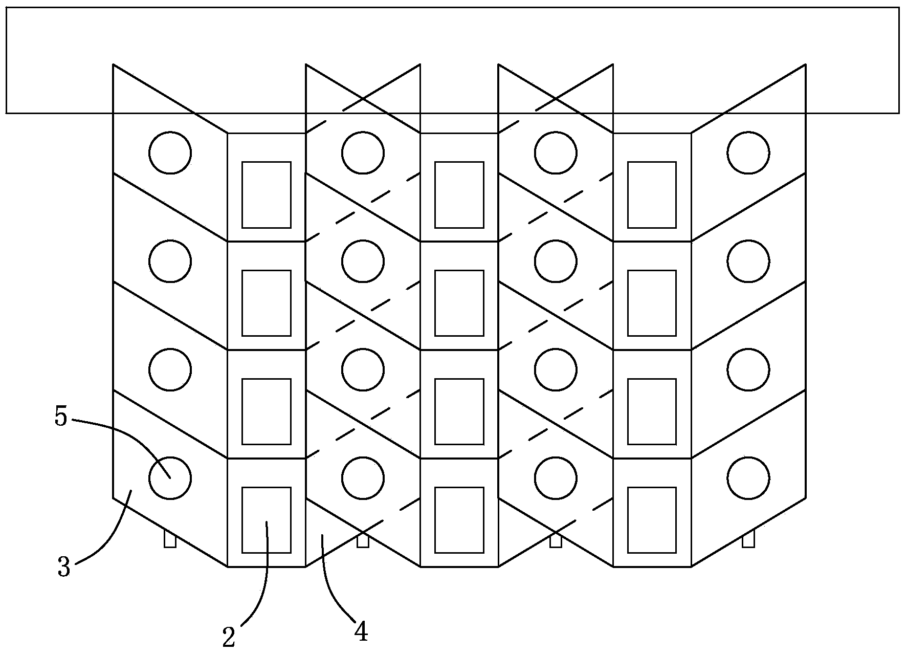 Ecological river interlocking type building blocks and construction method for building protection ridge through building blocks