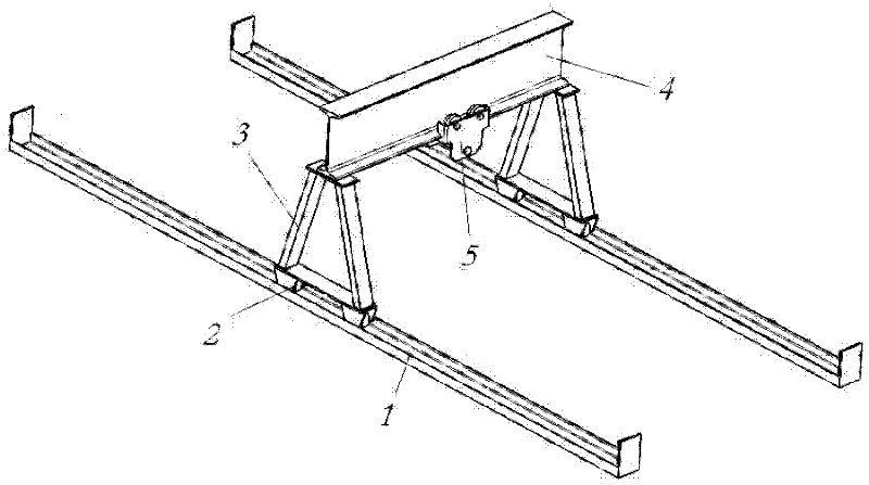 Cross-shaped hoisting device for weight on table board of horizontal type test bed