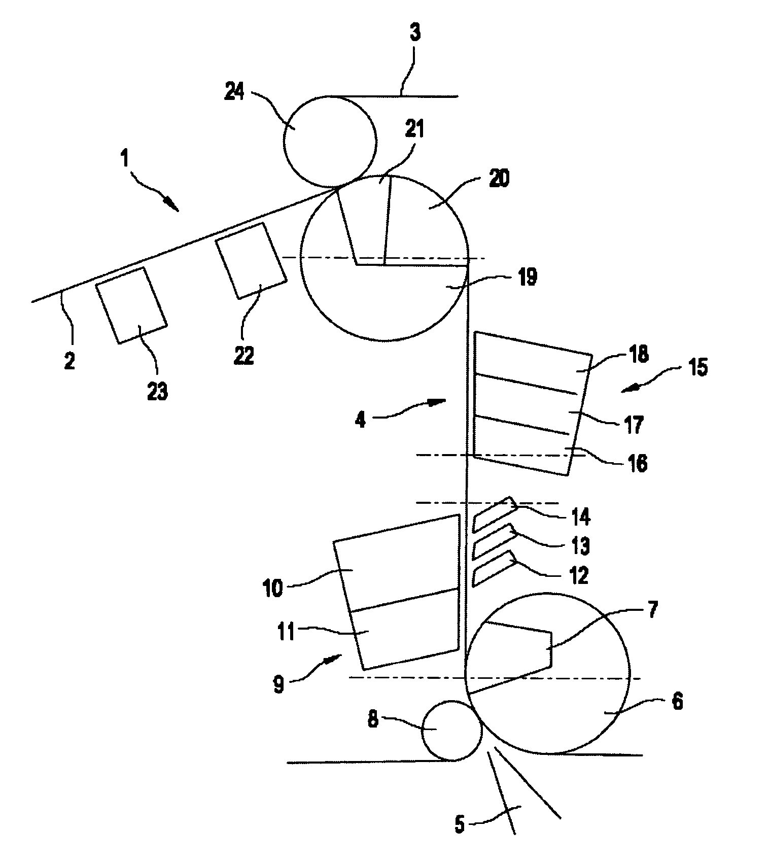 Machine for producing a fibrous web