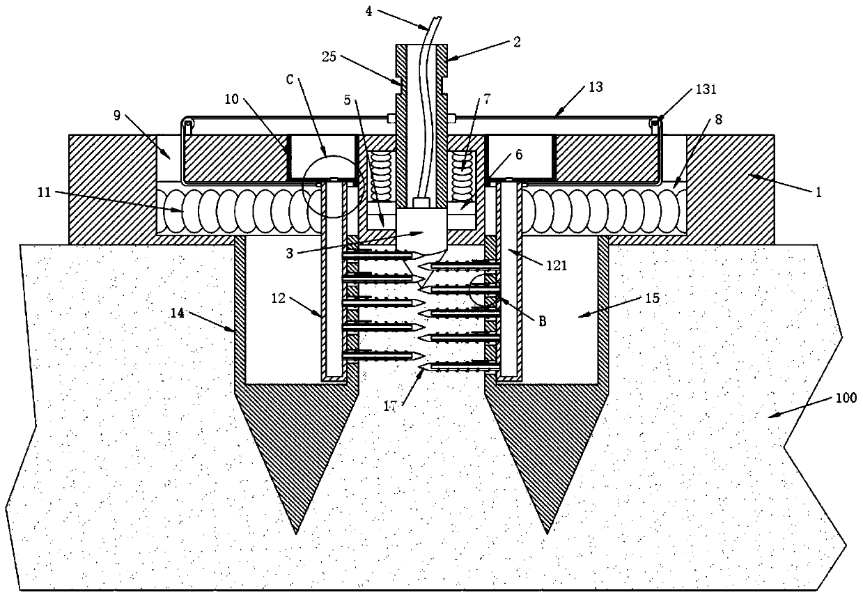 Distribution transformer grounding structure capable of changing soil resistivity