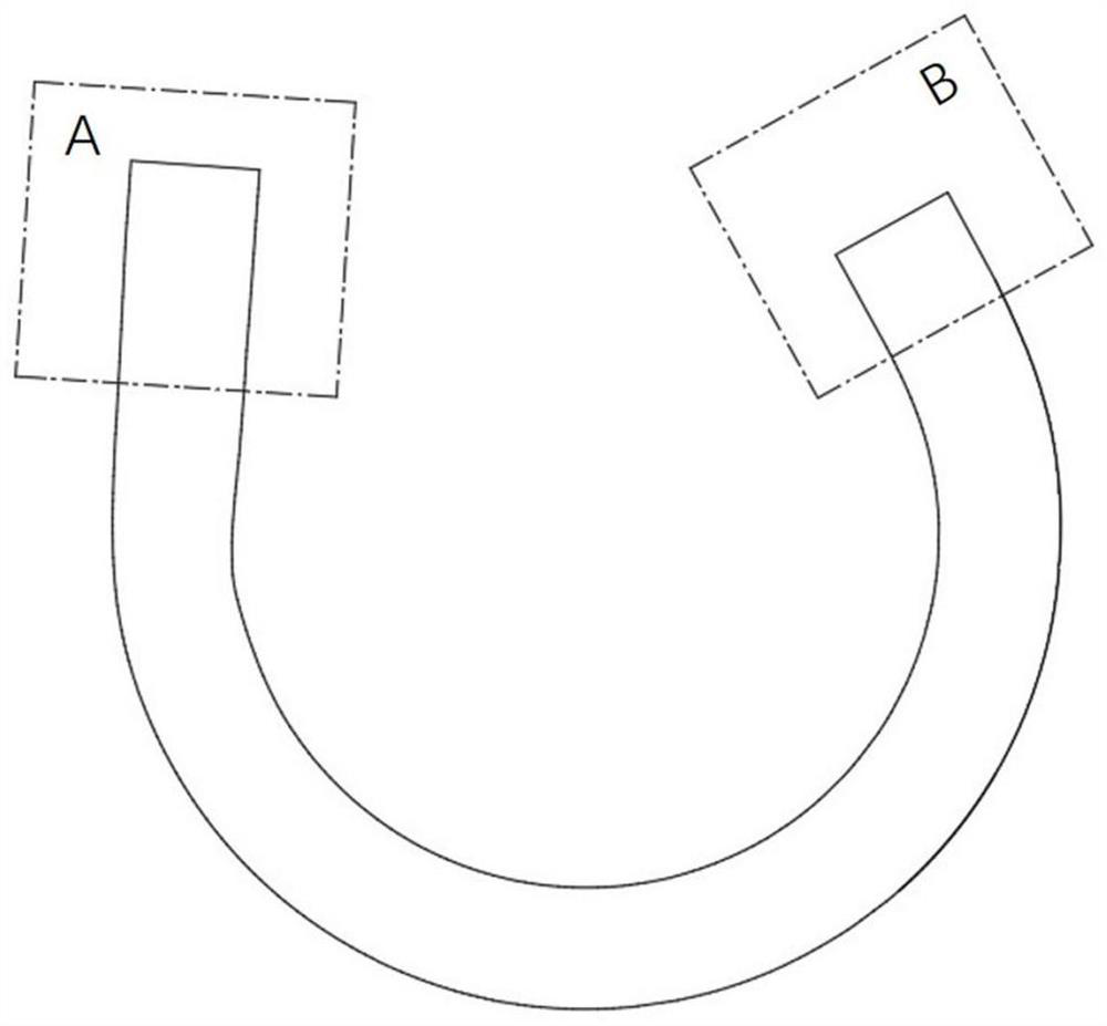 Precise measurement method for free bending forming size of pipe plane